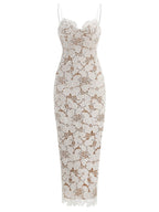 Lace Floral Strappy Maxi Dress H6394