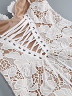 Lace Floral Strappy Maxi Dress H6394