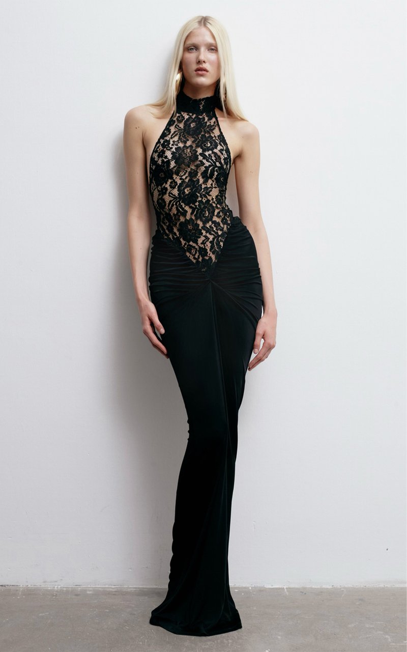 Lace Halter Neck Bodycon Dress H6486