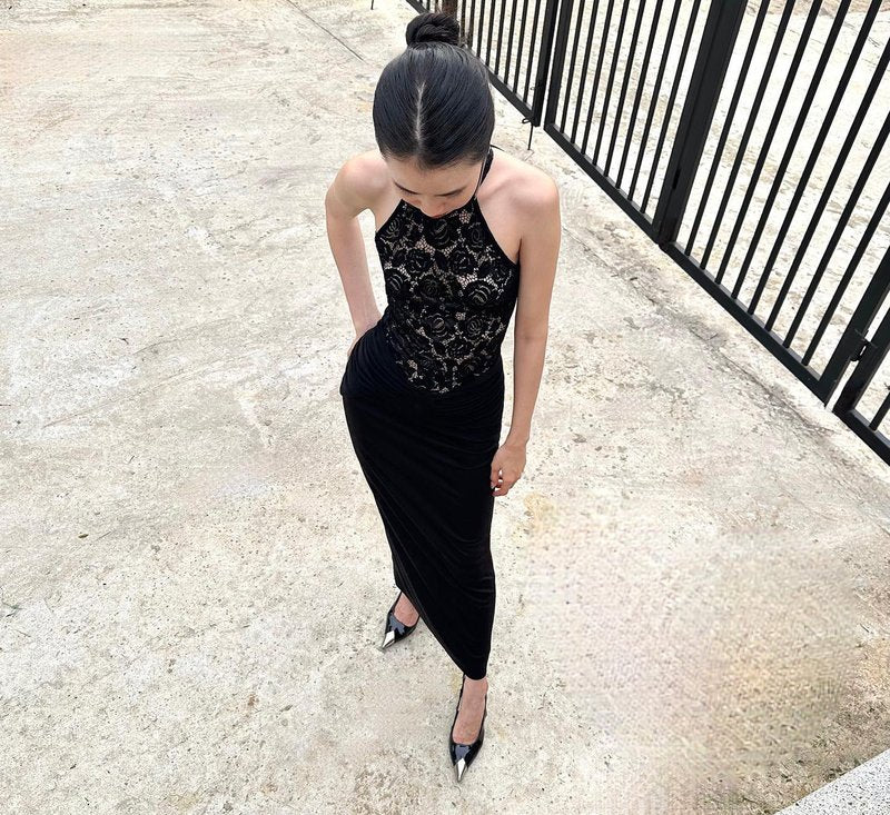 Lace Halter Neck Bodycon Dress H6486