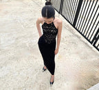 Lace Halter Neck Bodycon Dress H6486