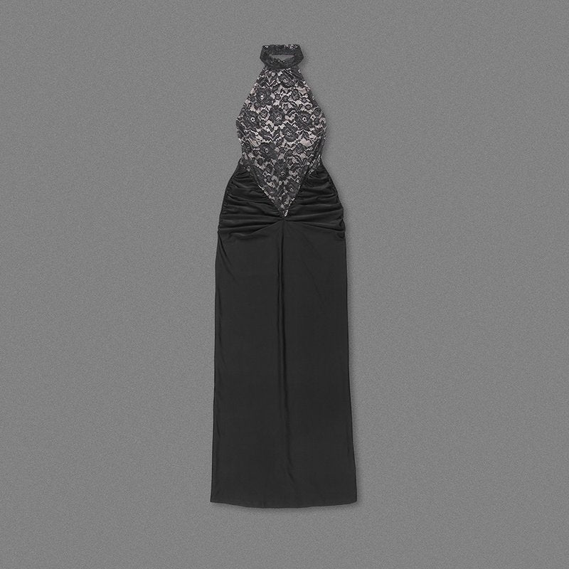 Lace Halter Neck Bodycon Dress H6486