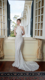 Lace Halter Neck Mermaid Wedding Gown H6842