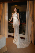 Lace Halter Neck Mermaid Wedding Gown H6842