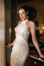 Lace Halter Neck Mermaid Wedding Gown H6842