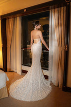 Lace Halter Neck Mermaid Wedding Gown H6842