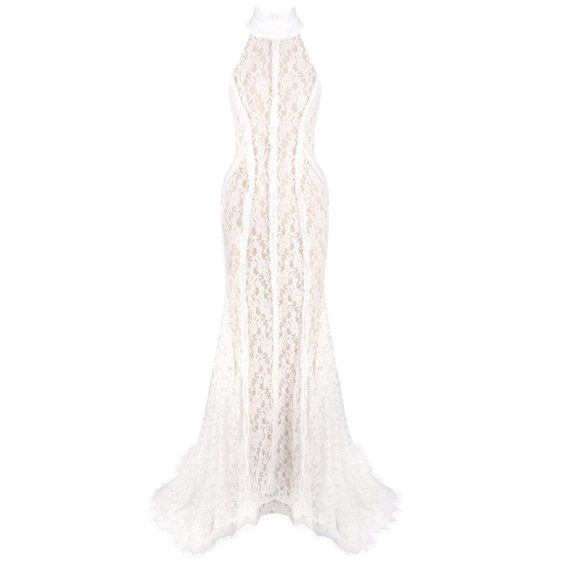 Lace Halter Neck Mermaid Wedding Gown H6842