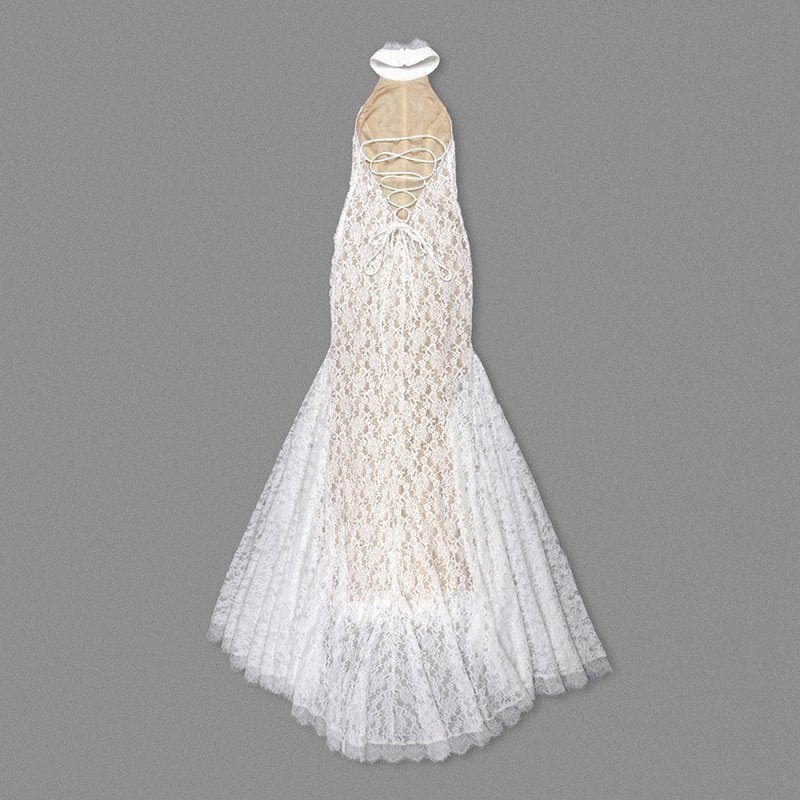 Lace Halter Neck Mermaid Wedding Gown H6842