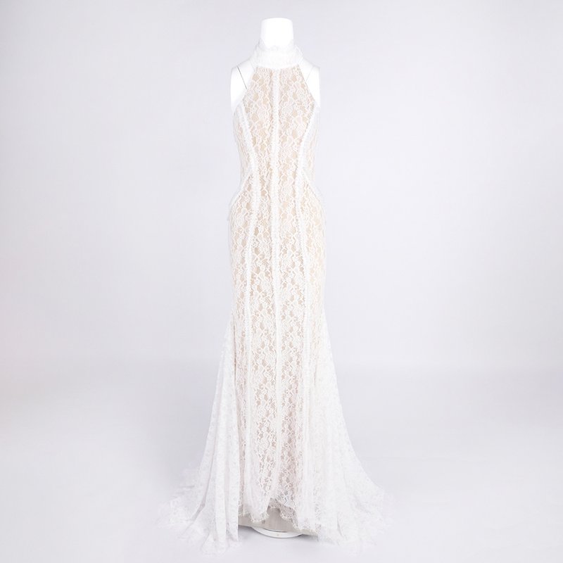 Lace Halter Neck Mermaid Wedding Gown H6842