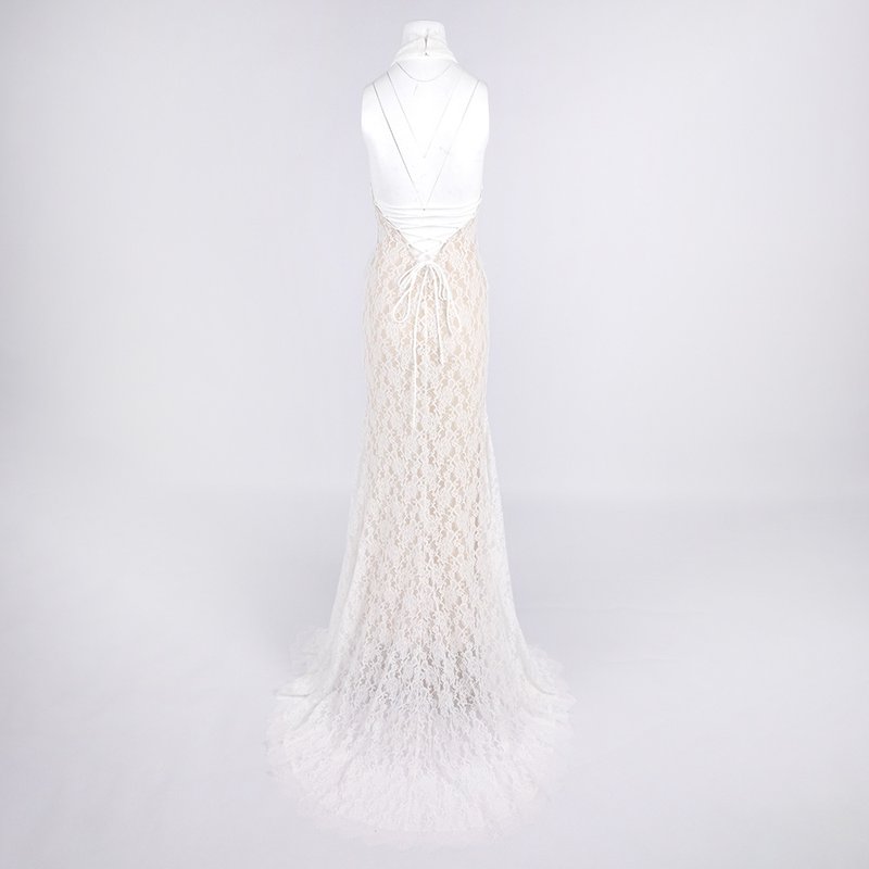 Lace Halter Neck Mermaid Wedding Gown H6842