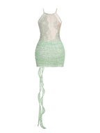 Lace Halter Top with Sequin Rose Skirt H7135