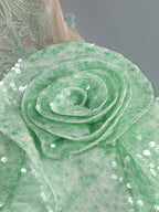 Lace Halter Top with Sequin Rose Skirt H7135
