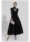 Lace High Neck Midi Dress H6423