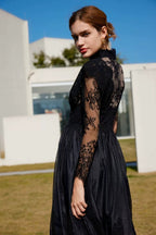 Lace High Neck Midi Dress H6423