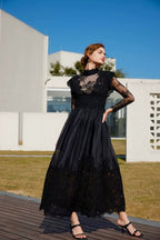 Lace High Neck Midi Dress H6423