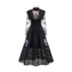 Lace High Neck Midi Dress H6423