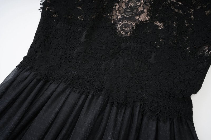 Lace High Neck Midi Dress H6423