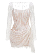 Lace Long Sleeve Corset Mini Dress H6502