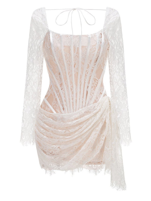 Lace Long Sleeve Corset Mini Dress H6502