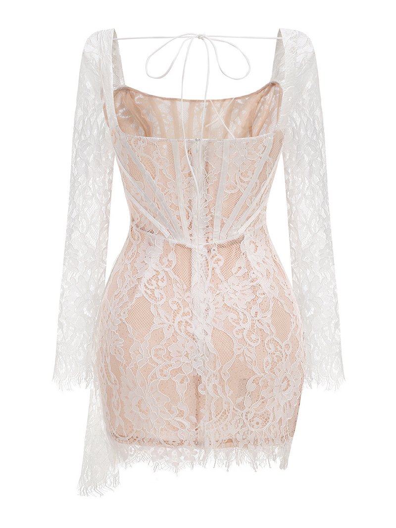 Lace Long Sleeve Corset Mini Dress H6502