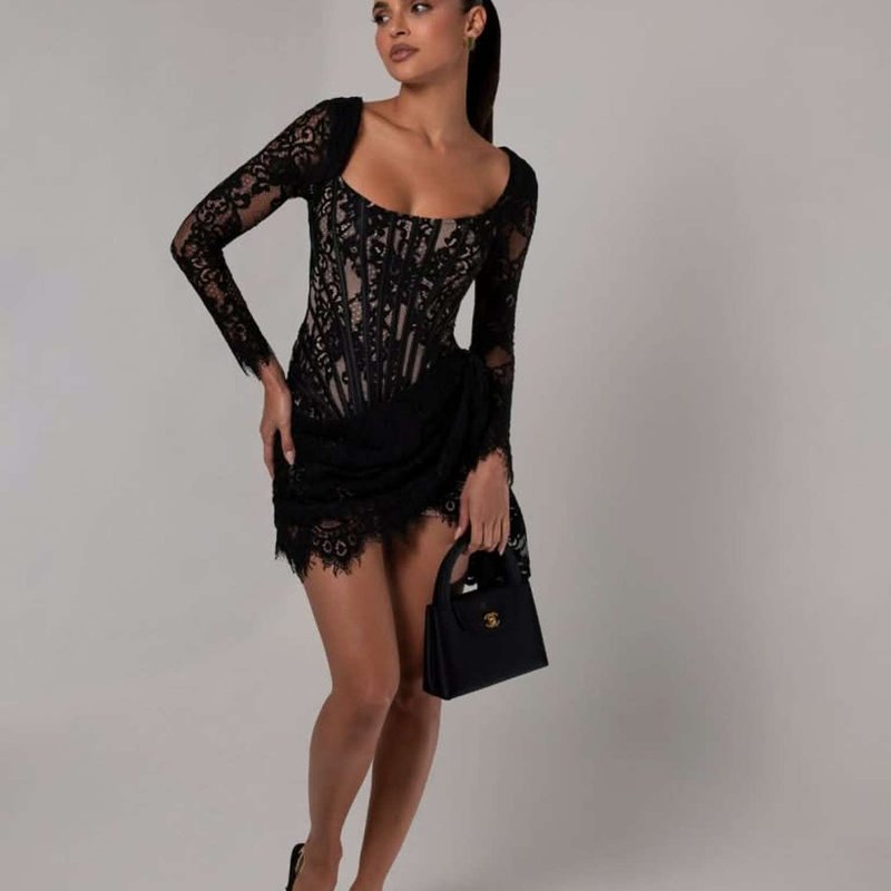 Lace Long Sleeve Corset Mini Dress H6502
