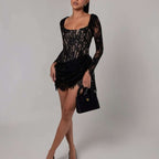 Lace Long Sleeve Corset Mini Dress H6502
