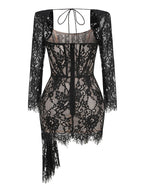 Lace Long Sleeve Corset Mini Dress H6502