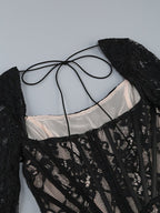Lace Long Sleeve Corset Mini Dress H6502