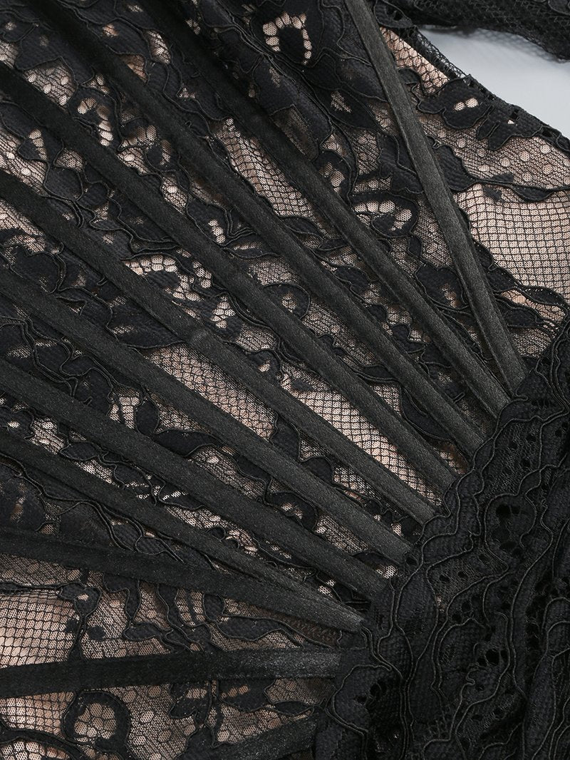 Lace Long Sleeve Corset Mini Dress H6502