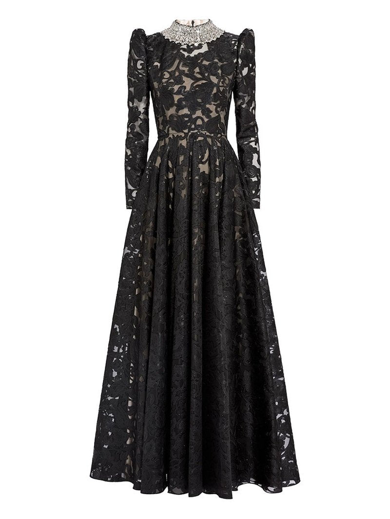 Lace Long Sleeve Floor-Length Gown H7050