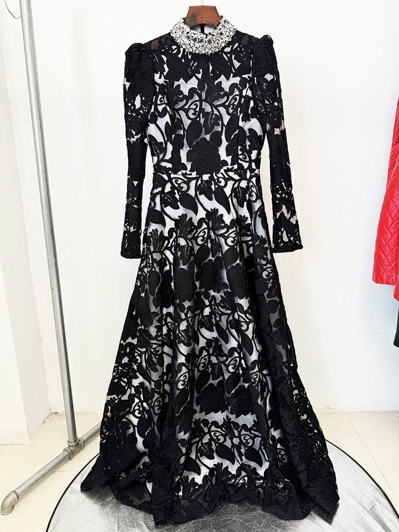 Lace Long Sleeve Floor-Length Gown H7050