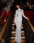 Lace Sheath Long Sleeve Evening Dress H6994