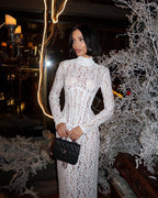 Lace Sheath Long Sleeve Evening Dress H6994