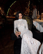 Lace Sheath Long Sleeve Evening Dress H6994