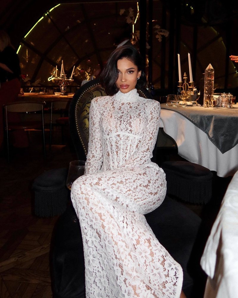 Lace Sheath Long Sleeve Evening Dress H6994