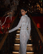 Lace Sheath Long Sleeve Evening Dress H6994