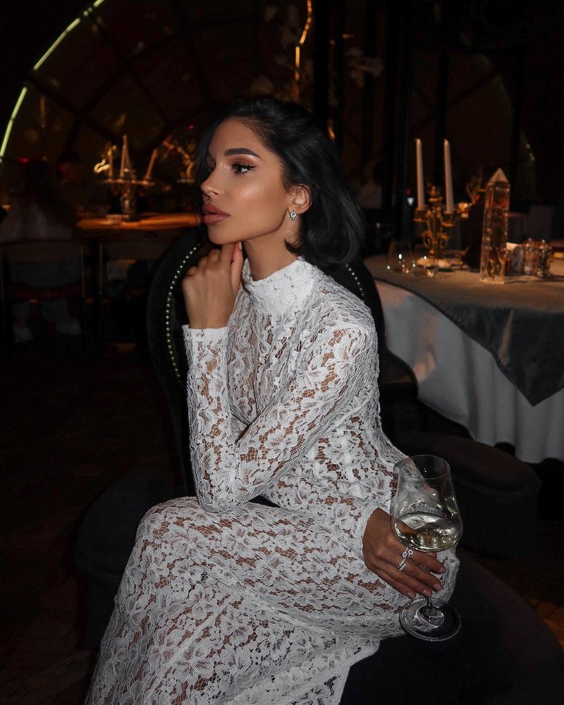 Lace Sheath Long Sleeve Evening Dress H6994