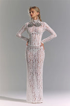 Lace Sheath Long Sleeve Evening Dress H6994