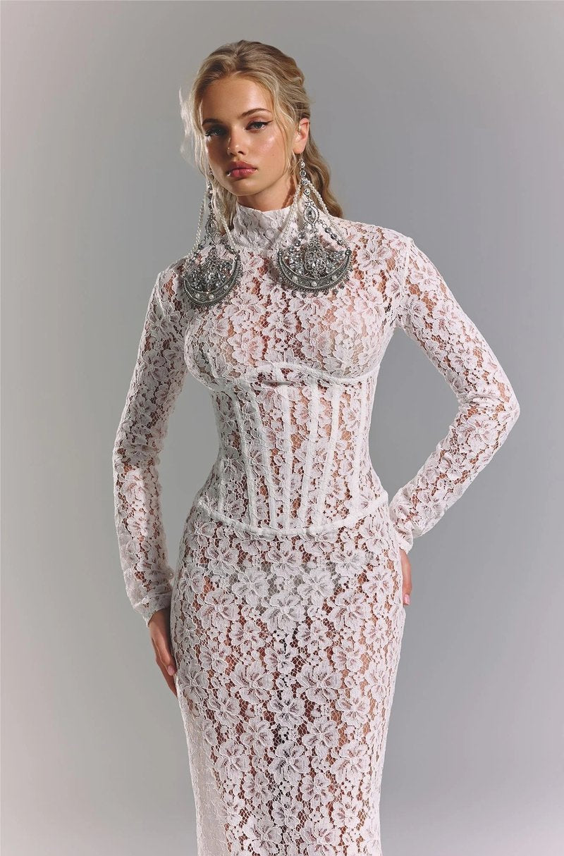 Lace Sheath Long Sleeve Evening Dress H6994