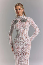 Lace Sheath Long Sleeve Evening Dress H6994