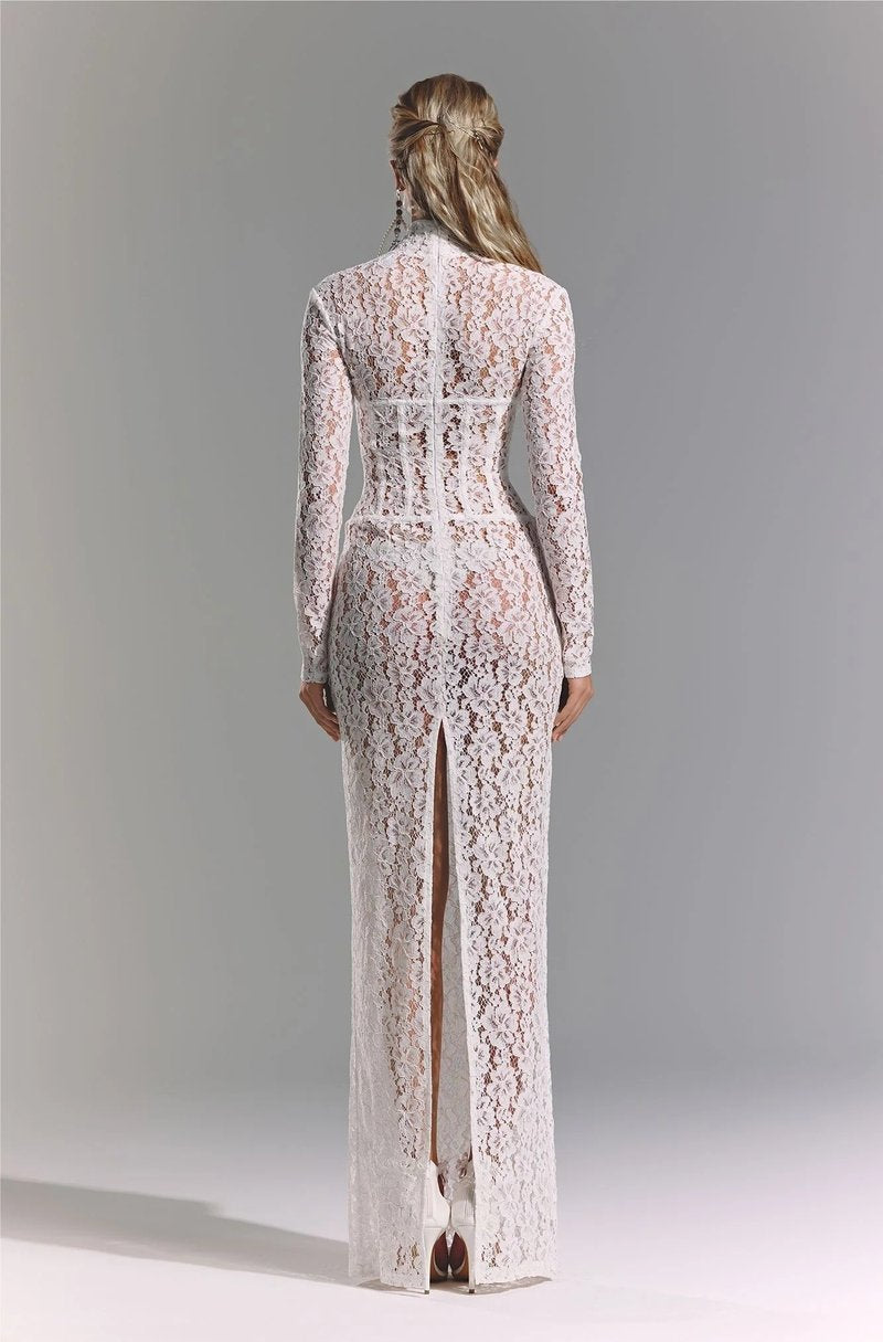 Lace Sheath Long Sleeve Evening Dress H6994