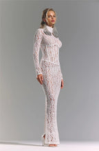 Lace Sheath Long Sleeve Evening Dress H6994