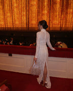 Lace Sheath Long Sleeve Evening Dress H6994