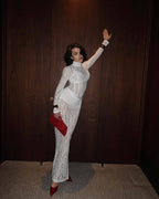 Lace Sheath Long Sleeve Evening Dress H6994