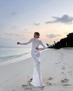 Lace Sheath Long Sleeve Evening Dress H6994