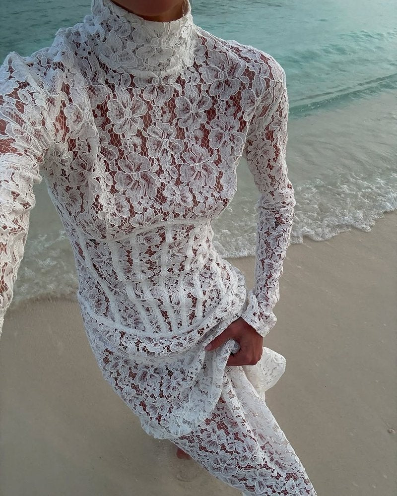 Lace Sheath Long Sleeve Evening Dress H6994