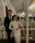 Lace Sheath Long Sleeve Evening Dress H6994