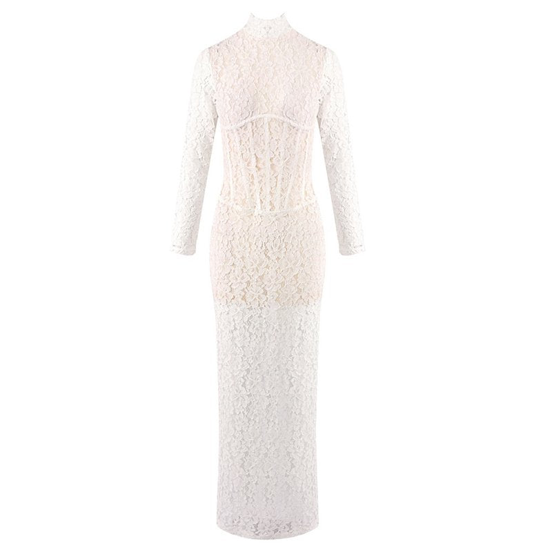 Lace Sheath Long Sleeve Evening Dress H6994