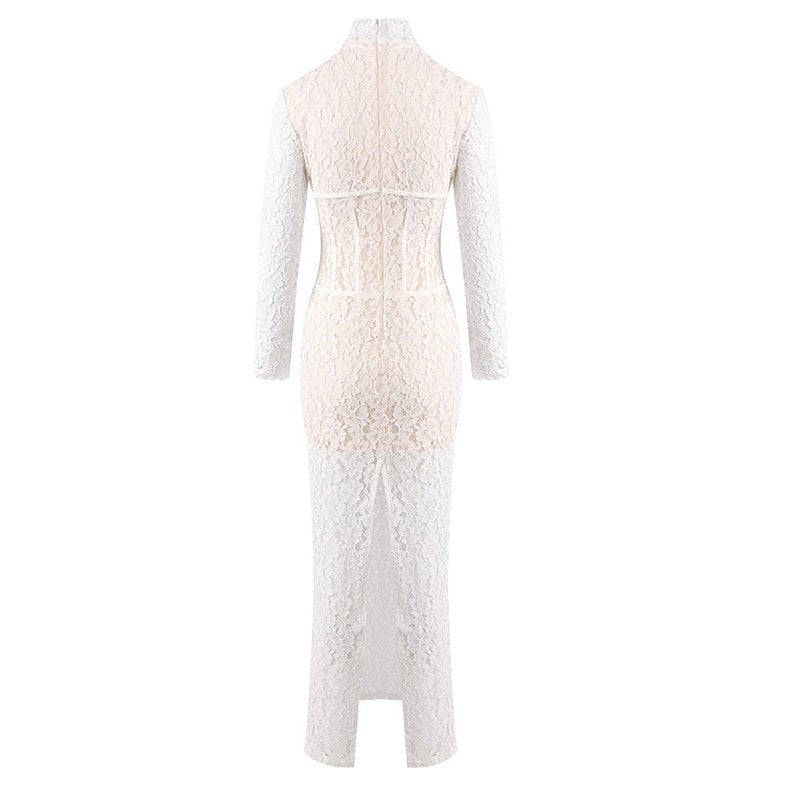 Lace Sheath Long Sleeve Evening Dress H6994