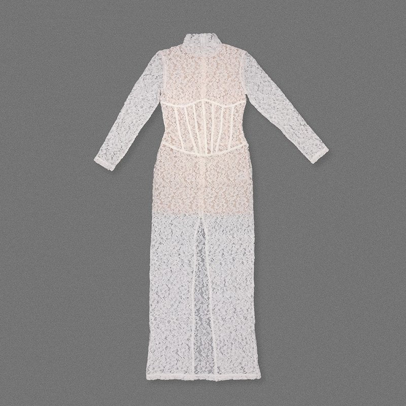 Lace Sheath Long Sleeve Evening Dress H6994